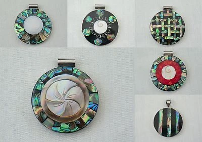 MARKENLOS Kettenanhänger Anhänger Edelstahl Muschel Perlmutt Paua Abalone Hawaii Shiva-eye