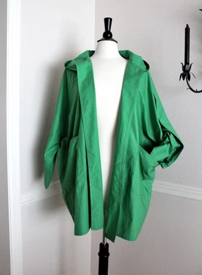NUEVA Chaqueta túnica cortavientos con capucha para mujer en verde manzana talla S/M Foto 1 de 4