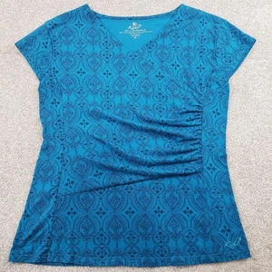 Kuhl Kurzarmshirt asymmetrisch gerafft V-Ausschnitt blau Coolmax Damen XL - Bild 1 von 8