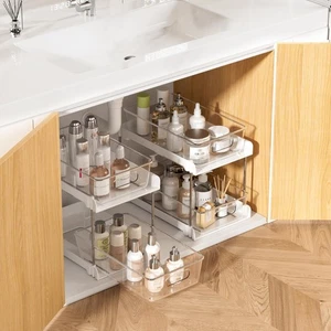 2er Pack Badezimmer Organizer, 2 Ebenen Weiß Unter Waschbecken Organizer Waschtisch Theke... - Bild 1 von 7