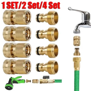 1-4 SET Gartenschlauch Schnellverbinder. 3/4" GHT Gewinde Messing Easy Connect Fittinge - Bild 1 von 17