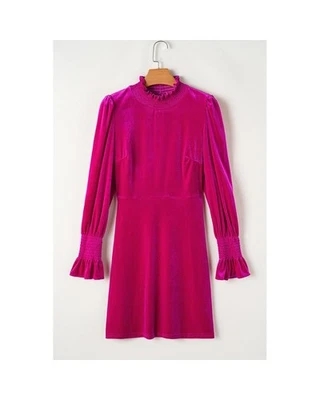 Azura Exchange Velvet Long Sleeve Dress Women Rose Red Mini Dresses Foto 1 de 4