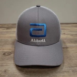 Abbott Hat Cap Snap Back Gray White Trucker Mesh Embroidered Logo ATX Mens - Picture 1 of 7