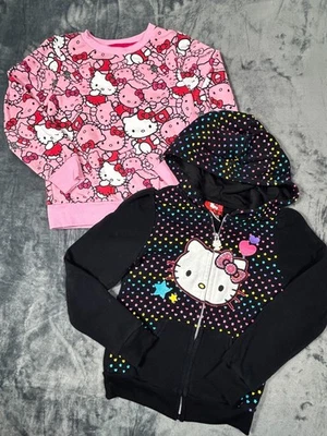 Sanrio Hello Kitty Lote de 2 Sudaderas Niñas Talla 6 Pullover + Sudadera con Capucha Cremallera Completa Foto 1 de 4