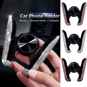 Universal Car Phone Holder Women Bling Diamond Rhinestone Air Vent Mount Stand - Picture 1 of 12