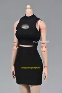 1/6 Black Sleeveless Vest Clothes Fit 12inch Female Action Figure Model Doll - Picture 1 of 6