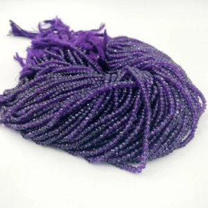 3-4MM Natural AAA+ Purple Amethyst Gemstone Faceted Rondelle Loose Beads 12.5'' - Picture 1 of 10