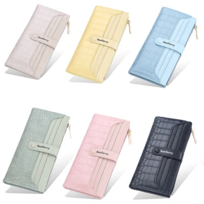 女士长款钱包手拿包皮革钱包信用卡夹手机口袋包礼物 — 第 1/4 张图片