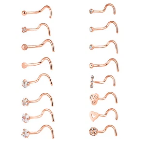 16-32Pcs Nose Ring Stainless Steel Hoop Screw Bar Nose Studs Body Piercing 20G - Picture 1 of 26