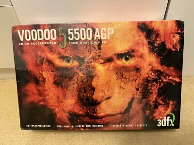 Vintage 3DFX Voodoo 5 5500 64MB AGP Graphics Card w/ Original Box Untested. - Image 1 of 2