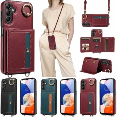 For Samsung A23 A13 A33 A53 A14 A34 A54 A52 Ring Stand Wallet Leather Case Cover - Image 1 of 4