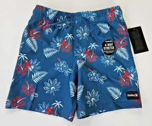 Hurley Boys 6 Armored Navy Hawaiian Palm Tree Board Shorts Beach Swim Trunks - Picture 1 of 2