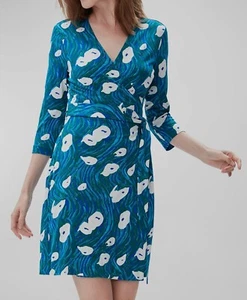 DIANE VON FURSTENBERG XXL New Julian Two Wrap Dress Ocean Tide Quetzal $578 - Picture 1 of 9