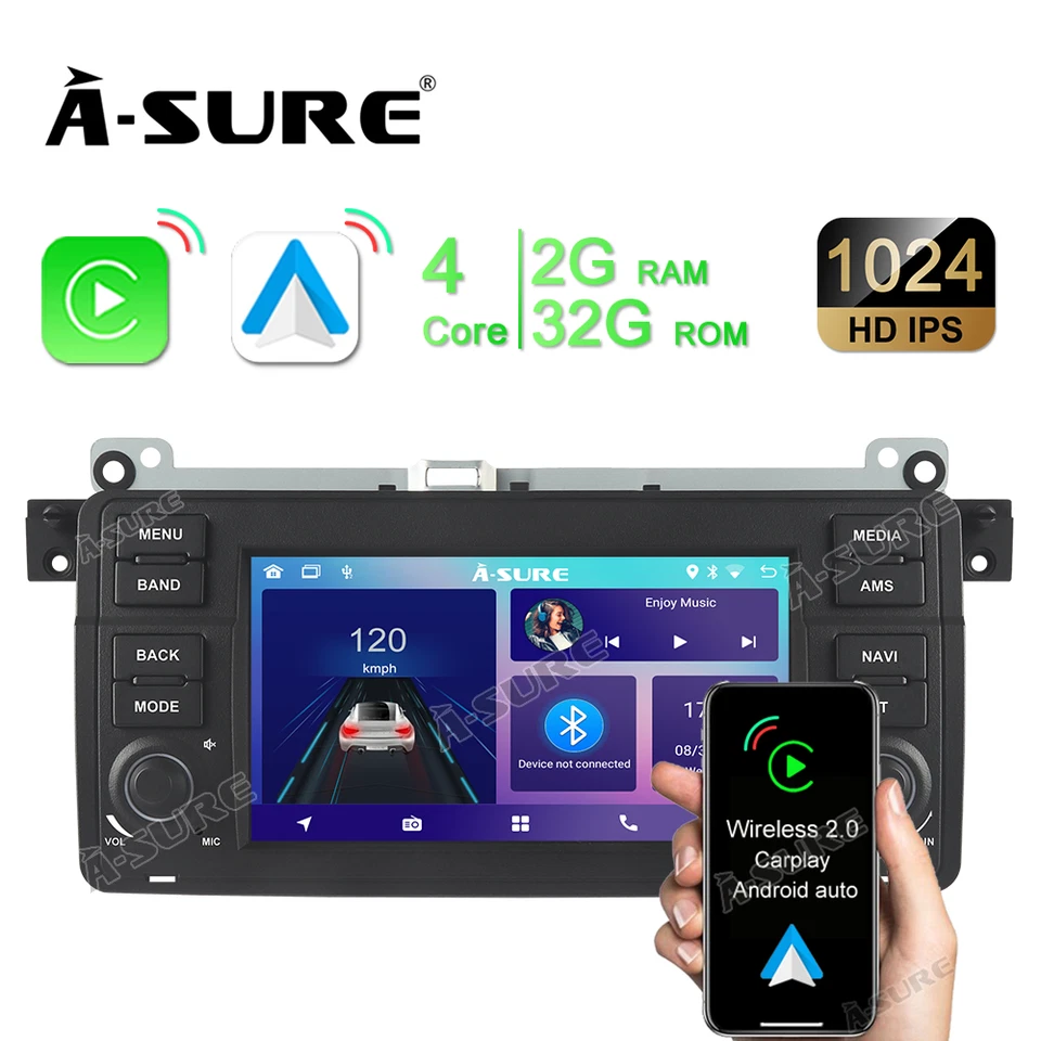 A-Sure BMW E46  Schwarz Android 5.1.1