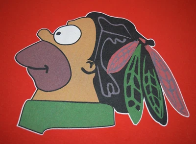 Camiseta De Colección Talla XL 90s Homer Simpson como Chicago Blackhawks Indian Head Foto 1 de 4