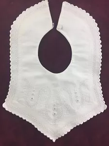 ** Vintage lima bianca ricamata a mano pizzo formale BIB ** - Foto 1 di 5