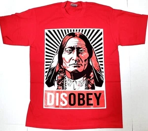 INDIAN T-Shirt DISOBEY Native American Warrior Chief Tee Men's Red New - Picture 1 of 2