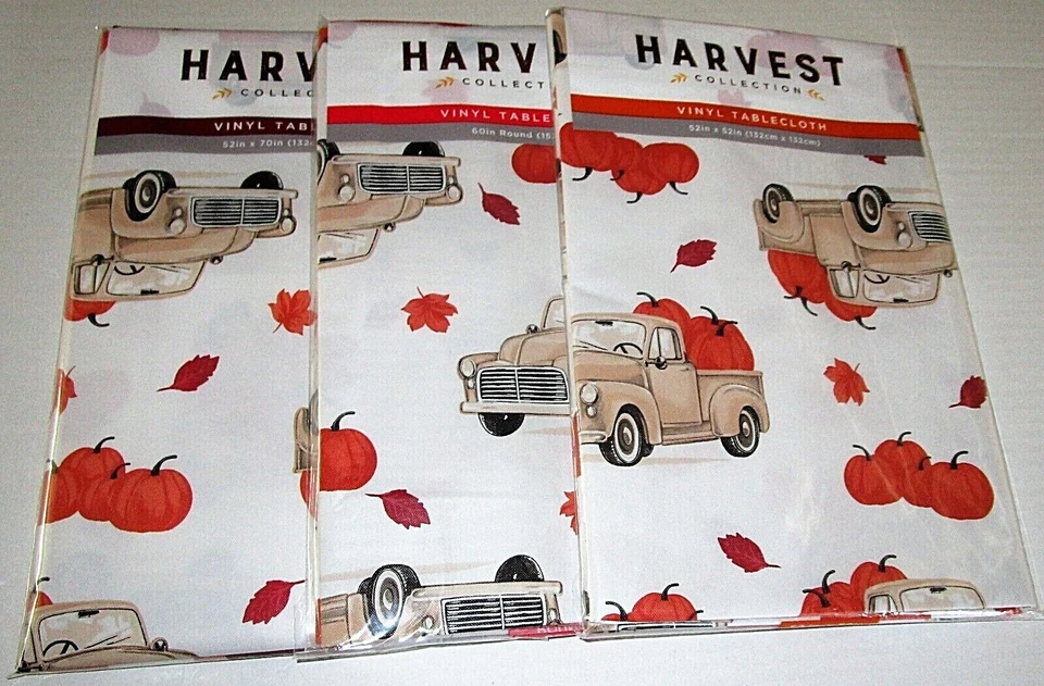 FALL Vinyl Tablecloth Assortment  FALL PUMPKIN HARVEST [Your Choice] - Image 1 of 1