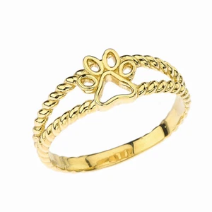 Openwork Dog Paw Ring in Gold (Available in Yellow/Rose/White Gold) - Picture 1 of 3