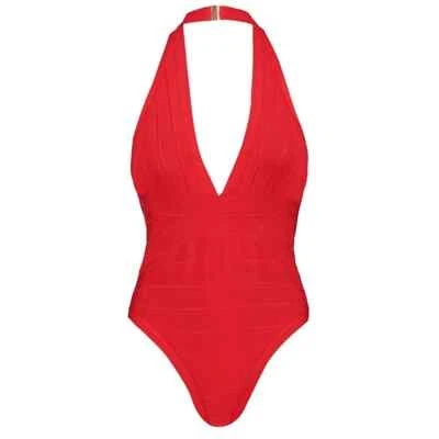 Boohoo Womens XL Bandage Plunge Sunsuit in Red NEW - Image 1 of 4