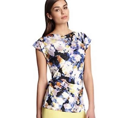 Blusa Robert Rodriguez Francine Top Acuarela Floral Cortina Escote Grande Foto 1 de 4