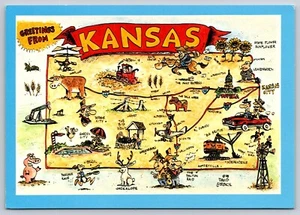 Postkarte Karte Kansas - Bild 1 von 2