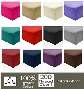 Extra Deep Fitted Sheets 16"/40CM 100% Egyptian Cotton 200TC all 4 sizes - Bild 1 von 24