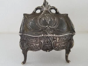 VTG Victorian Style Heavy Ornate Metal Footed Dresser Jewelry Trinket Box - Picture 1 of 8