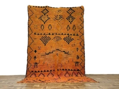 Preciosa alfombra naranja, alfombra de corredor marroquí, alfombra de salón, alfombra hecha a mano, 5x10 pies Foto 1 de 4