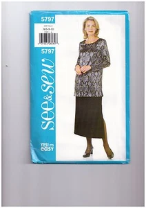 BUTTERICK 5797 SIZE A 6, 8, 10 MISSES PETITE TUNIC & SKIRT NEW UNCUT - Picture 1 of 2