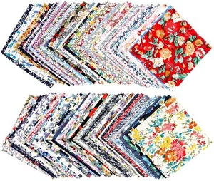 100Pcs Patchwork Floral Printed Fabric Assorted Color Mixed Craft Cotton Fabric - Picture 1 of 11