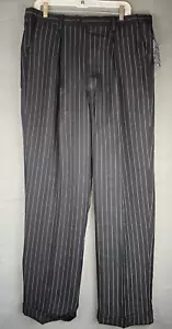 Pantalón Vintage Blu Martini Para Hombre Talla 36W Negro/Blanco Rayas Cintura Expansible Nuevo Con Etiquetas - Imagen 1 de 9