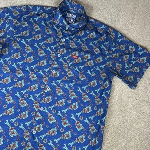Dixxon Flanellhemd Herren Lg blau Knopfleiste Hawaii Urlaub Küste Business - Bild 1 von 10