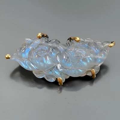 Handmade 34ct+ Natural Labradorite Brooch 925 Sterling Silver  /NB27932 - Image 1 of 4