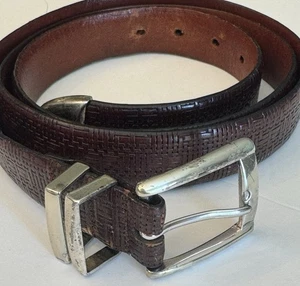 Italienisches Kalbsleder braun Gürtel Herren Größe 46" geprägt/Messing Hardware Made in ITALY - Bild 1 von 9