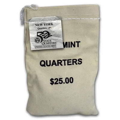 2001-P New York Statehood Quarter $25 Sealed Mint Bag BU - Image 1 of 3