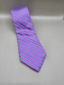 Corbata para hombre marca Eagle rosa gris a rayas 100 % seda 60 x 3 pulgadas - Imagen 1 de 6