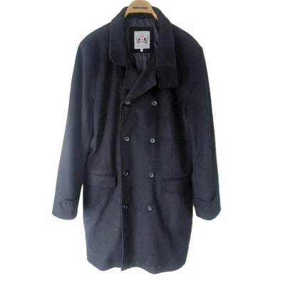 Baker & Brown Double Breasted Overcoat Pea Coat Military Style Black Wool Sz XL - Image 1 of 4