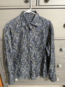 Jhane Barnes Men Size M  Silk Blend Gray Blue Long Sleeve Shirt - Picture 1 of 4