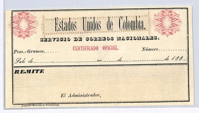 Sello Carta Asegurada COLOMBIA (BUCARAMANGA) CUBIERTA 1886 Papelería Sin Usar WX90 Foto 1 de 4