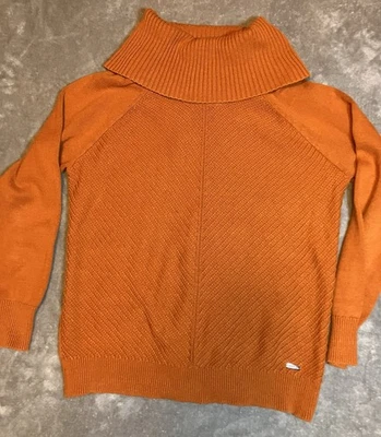 Suéter Calvin Klein Naranja Quemado Capucha Cuello Talla S Otoño Academia Colegial Foto 1 de 4