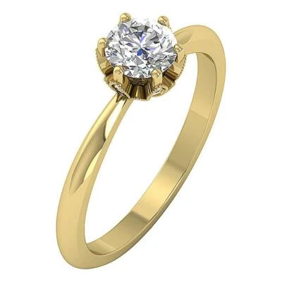 Solitaire Engagement Ring I1 G 0.95 Ct Natural Diamond 14K Yellow Gold Prong Set - Image 1 of 4