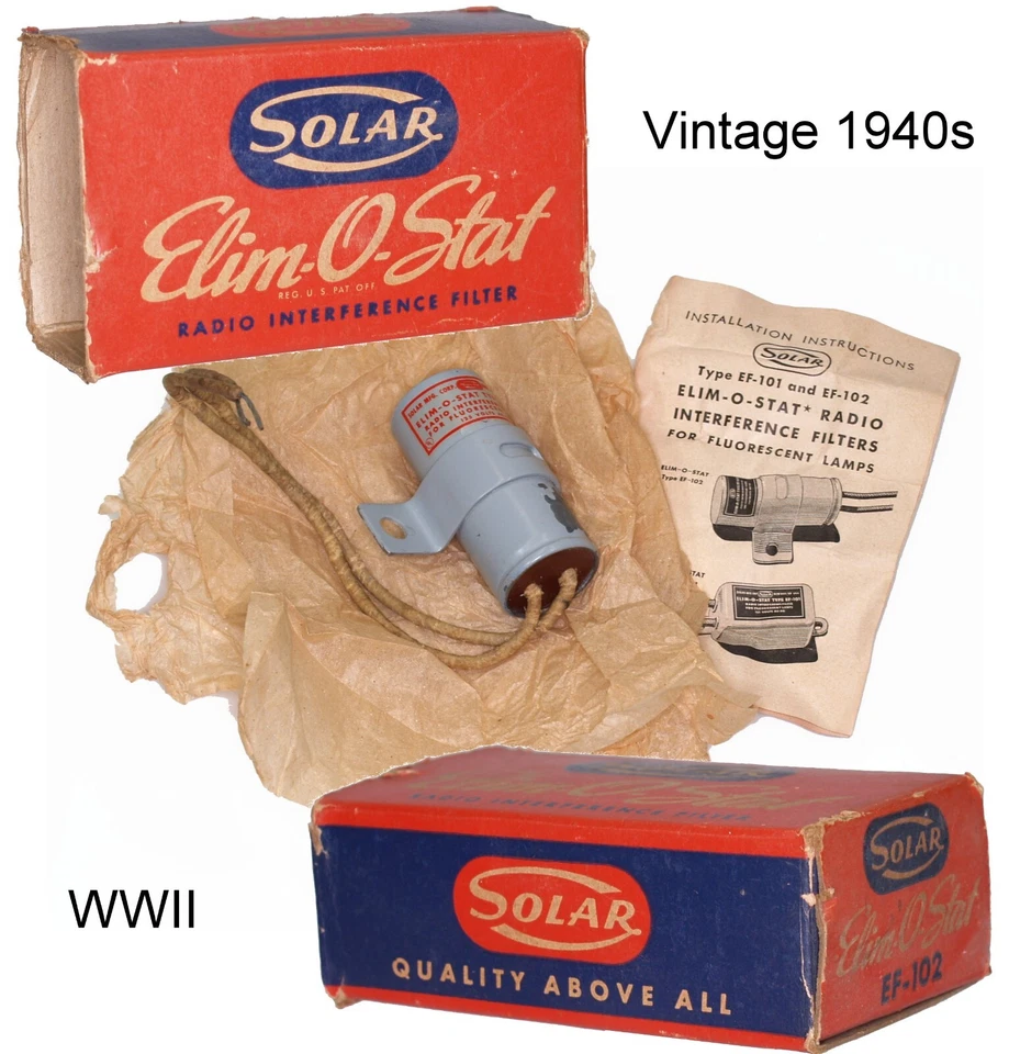 Lámparas fluorescentes filtro interferencia radio elim o stat de colección años 40 Segunda Guerra Mundial  Foto 1 de 4