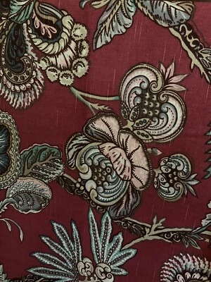 WAVERLY MARDI GRAS Collection “JAMBALAYA” Fabric Remnant Dk Red/Green/Gold - Image 1 of 4