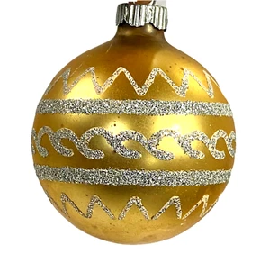 Vintage Gold Shiny Brite Glass Stencil Ornament Abstract Geometric Shapes USA - Picture 1 of 5