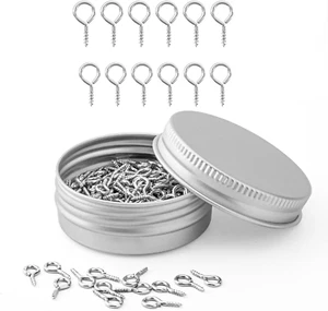 Weico 300Pcs Screw Eye Pins Hooks, Small Metal Hoop Eye Pin Screws for DIY Jewel - Picture 1 of 12