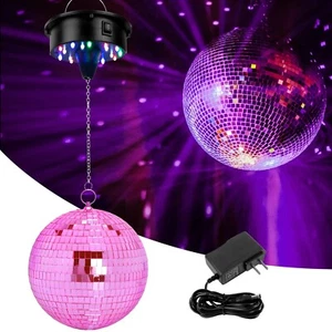 6 RPM Disco Ball Motor with 8" Mirror Ball 18 RGBW Led Light for 4 6 8 12 16"... - Picture 1 of 9