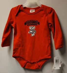 Kid Althete INFANT Wisconsin Badgers Long Sleeve Bodysuit Red NCAA - Picture 1 of 4