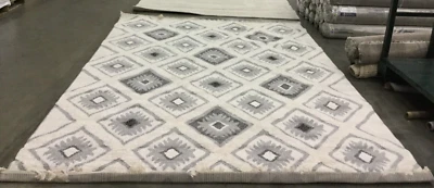 IVORY / GREY 9' X 12' Back Stain Rug, Reduce price 1172635395 MTS601F-9 - Image 1 of 4