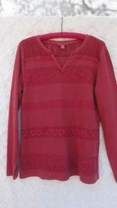Eddie Bauer Stricktop Outdoor Misses XL Cotton Rich Rot Spitzen Overlay NEUWERTIG - Bild 1 von 7